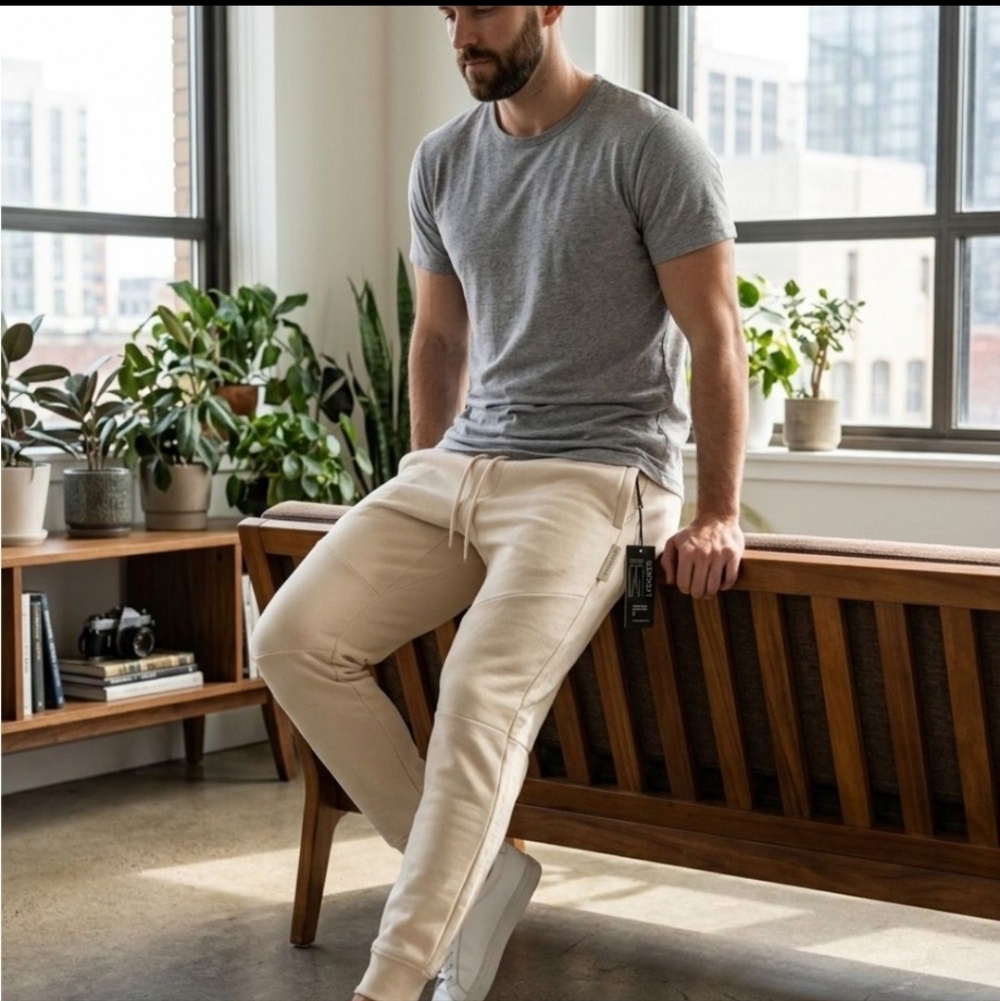 Public Supply Men's Cream Jogger Pants. Size M